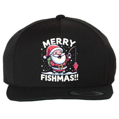 Merry Fishmas SantaS Christmas Camping And Fishing Frenzy Gift Wool Snapback Cap