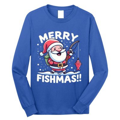 Merry Fishmas SantaS Christmas Camping And Fishing Frenzy Gift Long Sleeve Shirt