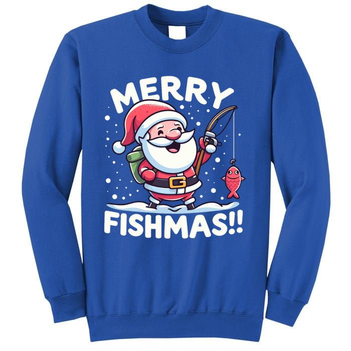 Merry Fishmas SantaS Christmas Camping And Fishing Frenzy Gift Sweatshirt