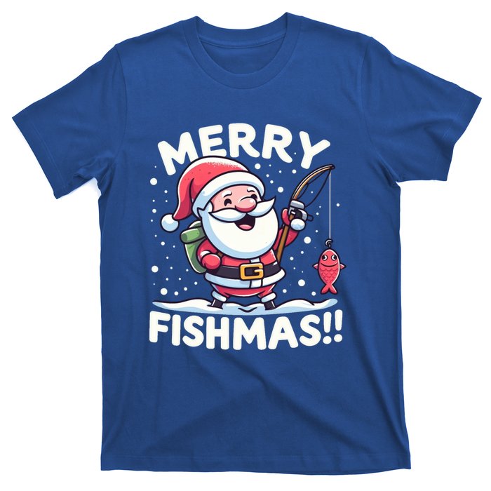 Merry Fishmas SantaS Christmas Camping And Fishing Frenzy Gift T-Shirt