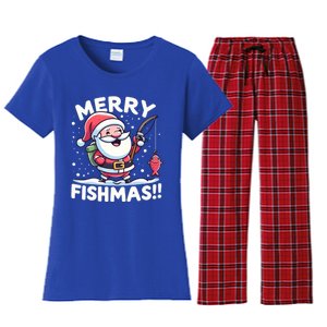 Merry Fishmas SantaS Christmas Camping And Fishing Frenzy Gift Women's Flannel Pajama Set