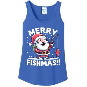 Merry Fishmas SantaS Christmas Camping And Fishing Frenzy Gift Ladies Essential Tank