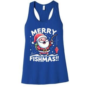 Merry Fishmas SantaS Christmas Camping And Fishing Frenzy Gift Women's Racerback Tank