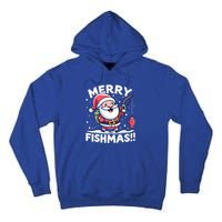 Merry Fishmas SantaS Christmas Camping And Fishing Frenzy Gift Tall Hoodie