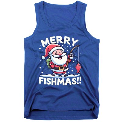 Merry Fishmas SantaS Christmas Camping And Fishing Frenzy Gift Tank Top