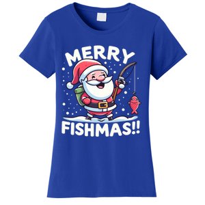 Merry Fishmas SantaS Christmas Camping And Fishing Frenzy Gift Women's T-Shirt