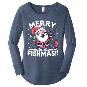 Merry Fishmas SantaS Christmas Camping And Fishing Frenzy Gift Women's Perfect Tri Tunic Long Sleeve Shirt