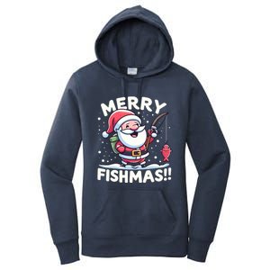 Merry Fishmas SantaS Christmas Camping And Fishing Frenzy Gift Women's Pullover Hoodie