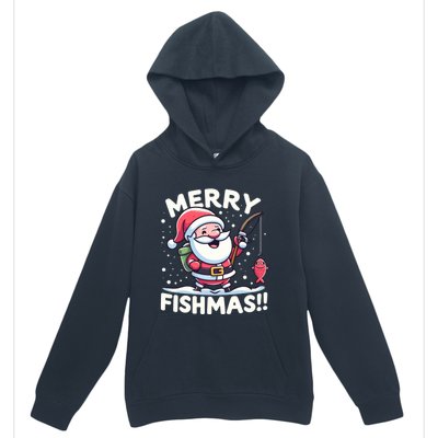 Merry Fishmas SantaS Christmas Camping And Fishing Frenzy Gift Urban Pullover Hoodie