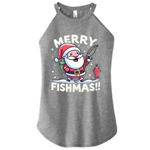 Merry Fishmas SantaS Christmas Camping And Fishing Frenzy Gift Women's Perfect Tri Rocker Tank