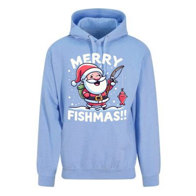 Merry Fishmas SantaS Christmas Camping And Fishing Frenzy Gift Unisex Surf Hoodie