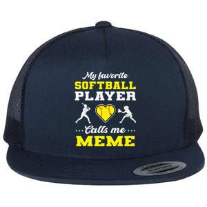 My Favorite Softball Player Calls Me Meme Mother's Day Flat Bill Trucker Hat