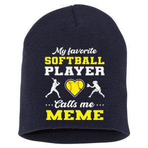 My Favorite Softball Player Calls Me Meme Mother's Day Short Acrylic Beanie