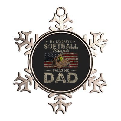 My Favorite Softball Player Calls Me Dad FatherS Day Daddy Metallic Star Ornament