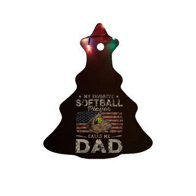 My Favorite Softball Player Calls Me Dad FatherS Day Daddy Ceramic Tree Ornament