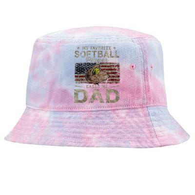 My Favorite Softball Player Calls Me Dad FatherS Day Daddy Tie-Dyed Bucket Hat