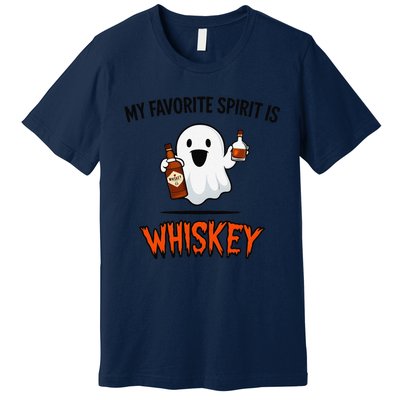 My Favorite Spirit Is Whiskey Funny Halloween Ghost Drinking Premium T-Shirt