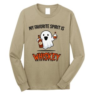 My Favorite Spirit Is Whiskey Funny Halloween Ghost Drinking Long Sleeve Shirt