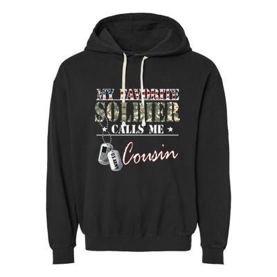 My Favorite Soldier Calls Me Cousin Military Family Costume Garment-Dyed Fleece Hoodie