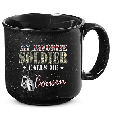 My Favorite Soldier Calls Me Cousin Military Family Costume 15oz Campfire Ceramic Mug