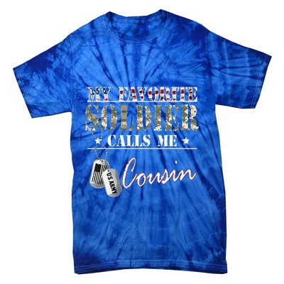 My Favorite Soldier Calls Me Cousin Military Family Costume Tie-Dye T-Shirt