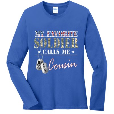 My Favorite Soldier Calls Me Cousin Military Family Costume Ladies Long Sleeve Shirt