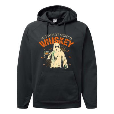 My Favorite Spirit Is Whiskey Funny Ghost Halloween Costume Performance Fleece Hoodie