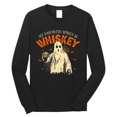 My Favorite Spirit Is Whiskey Funny Ghost Halloween Costume Long Sleeve Shirt