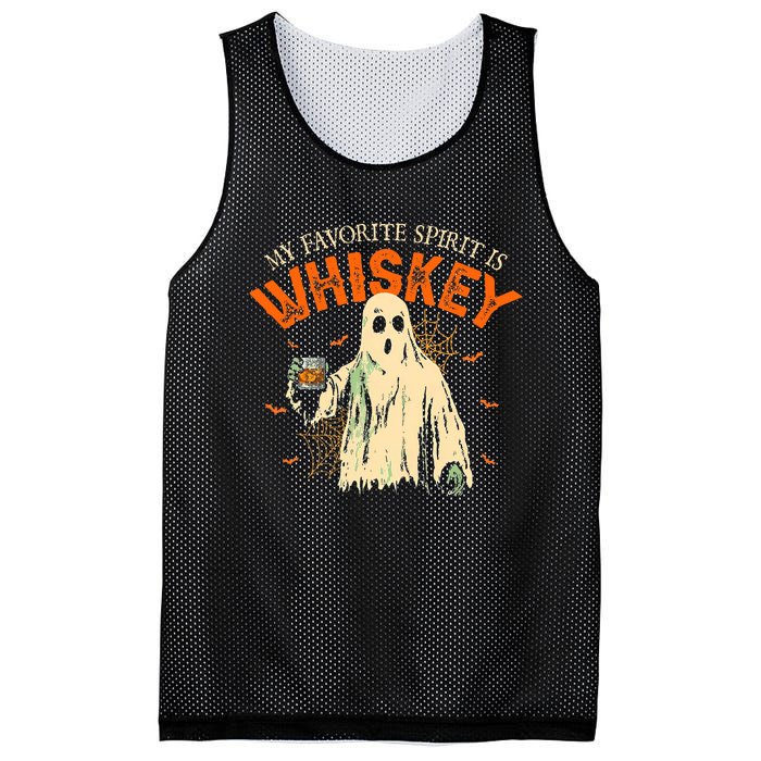 My Favorite Spirit Is Whiskey Funny Ghost Halloween Costume Mesh Reversible Basketball Jersey Tank