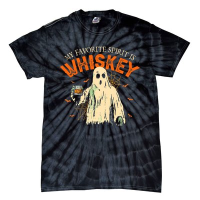 My Favorite Spirit Is Whiskey Funny Ghost Halloween Costume Tie-Dye T-Shirt