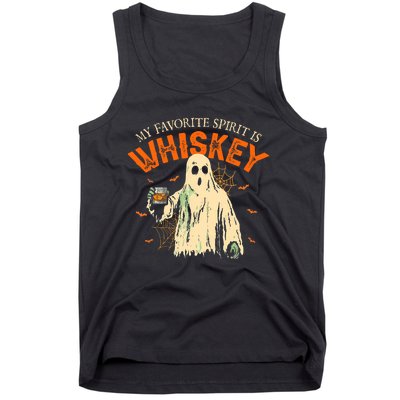 My Favorite Spirit Is Whiskey Funny Ghost Halloween Costume Tank Top