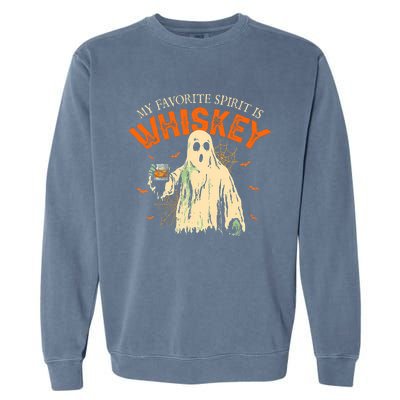 My Favorite Spirit Is Whiskey Funny Ghost Halloween Costume Garment-Dyed Sweatshirt