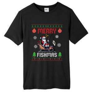 Merry Fishmas Santa Fishing Christmas Ugly Christmas Pajama Meaningful Gift Tall Fusion ChromaSoft Performance T-Shirt