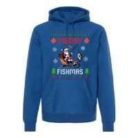 Merry Fishmas Santa Fishing Christmas Ugly Christmas Pajama Meaningful Gift Premium Hoodie