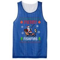 Merry Fishmas Santa Fishing Christmas Ugly Christmas Pajama Meaningful Gift Mesh Reversible Basketball Jersey Tank