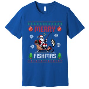 Merry Fishmas Santa Fishing Christmas Ugly Christmas Pajama Meaningful Gift Premium T-Shirt