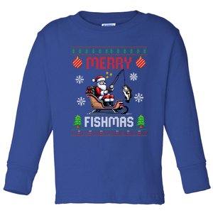 Merry Fishmas Santa Fishing Christmas Ugly Christmas Pajama Meaningful Gift Toddler Long Sleeve Shirt