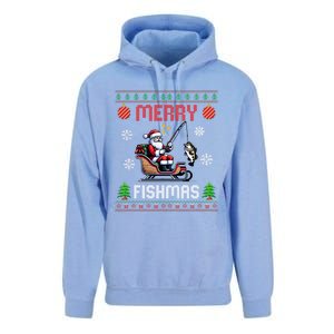 Merry Fishmas Santa Fishing Christmas Ugly Christmas Pajama Meaningful Gift Unisex Surf Hoodie