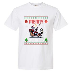 Merry Fishmas Santa Fishing Christmas Ugly Christmas Pajama Meaningful Gift Garment-Dyed Heavyweight T-Shirt