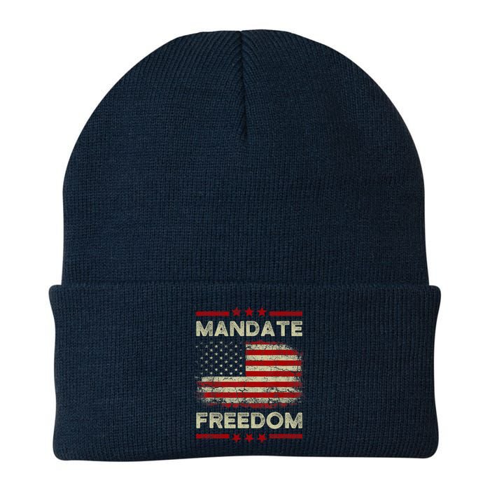 Mandate Freedom Shirt American Flag Support Medical Freedom Knit Cap Winter Beanie