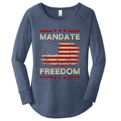 Mandate Freedom Shirt American Flag Support Medical Freedom Women's Perfect Tri Tunic Long Sleeve Shirt