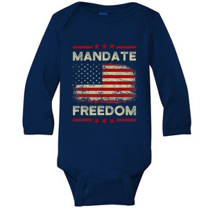 Mandate Freedom Shirt American Flag Support Medical Freedom Baby Long Sleeve Bodysuit