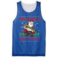 Merry Fishmas Santa Fishing Ugly Christmas Sweater Style Gift Mesh Reversible Basketball Jersey Tank