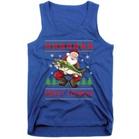 Merry Fishmas Santa Fishing Ugly Christmas Sweater Style Gift Tank Top