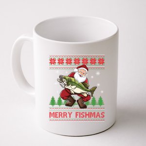 Merry Fishmas Santa Fishing Ugly Christmas Sweater Style Gift Coffee Mug