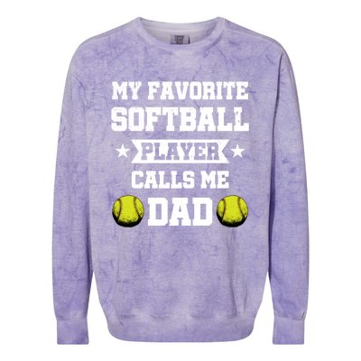 My Favorite Softball Player Calls Me Dad Father's Day Cute Gift Colorblast Crewneck Sweatshirt