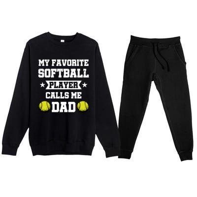 My Favorite Softball Player Calls Me Dad Father's Day Cute Gift Premium Crewneck Sweatsuit Set