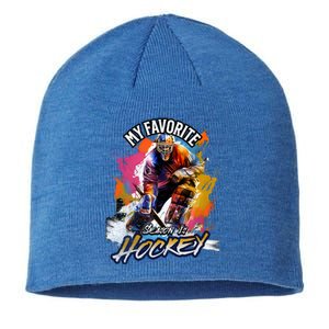 My Favorite Season Is Hockey Hockey Is My Favorite Season Gift Sustainable Beanie