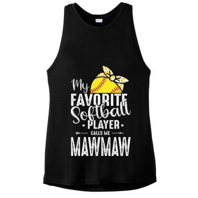 My Favorite Softball Player Calls Me Mawmaw Ladies PosiCharge Tri-Blend Wicking Tank
