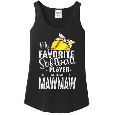 My Favorite Softball Player Calls Me Mawmaw Ladies Essential Tank